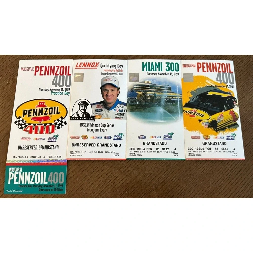 NASCAR 11/11-11/14‎ 1999 Inaugural Pennzoil 400 Homestead Miami Speedway Tickets